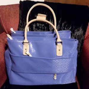 New Violet GUESS Logo Embossed Shoppers Tote Bag